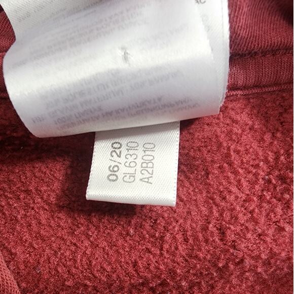 Adidas Sweatshirt Womens L Red Essentials Linear Pullover Hoodie Athleisure - Picture 5 of 8